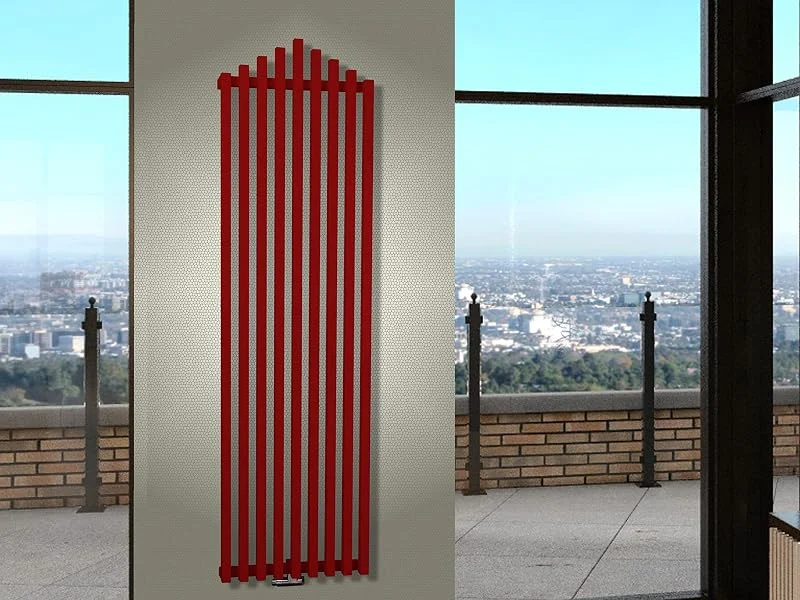 Badheizkörper Pipe 180 cm 1118 Watt rot Design Heizkörper SZAGATO — Heizung Warmepumpe
