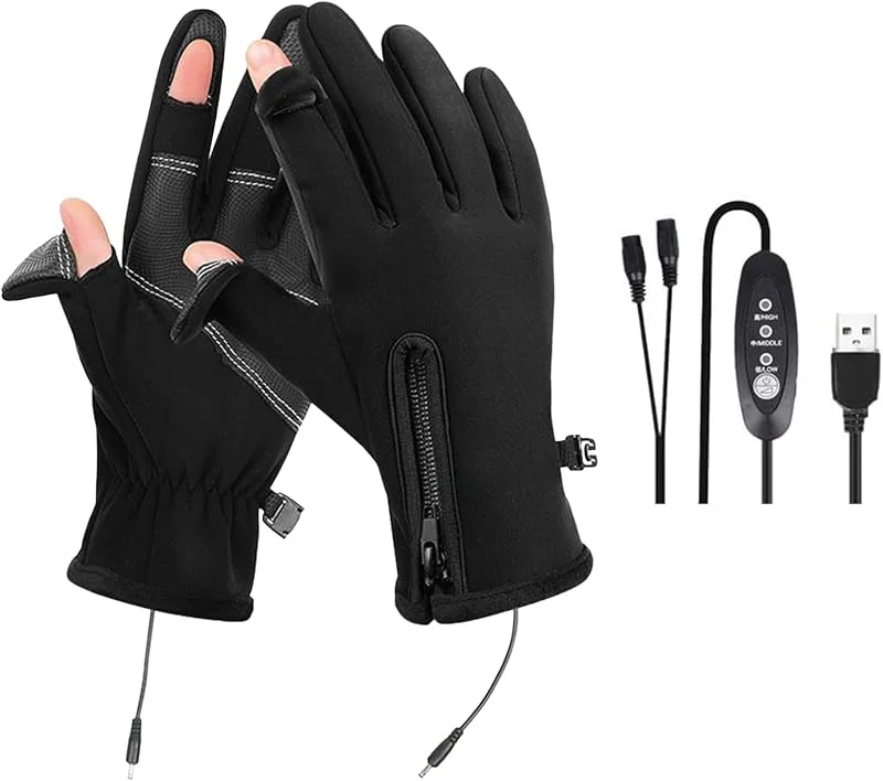 Winter-Wanderhandschuhe mit USB-Heizung, beheizte Outdoor-Handschuhe für kaltes Wetter, warme Ski-, Rad-, Snowboard-Handschuhe mit einstellbarer Temperatur, Touchscreen-kompatibel für Männer und — Heizkleidung