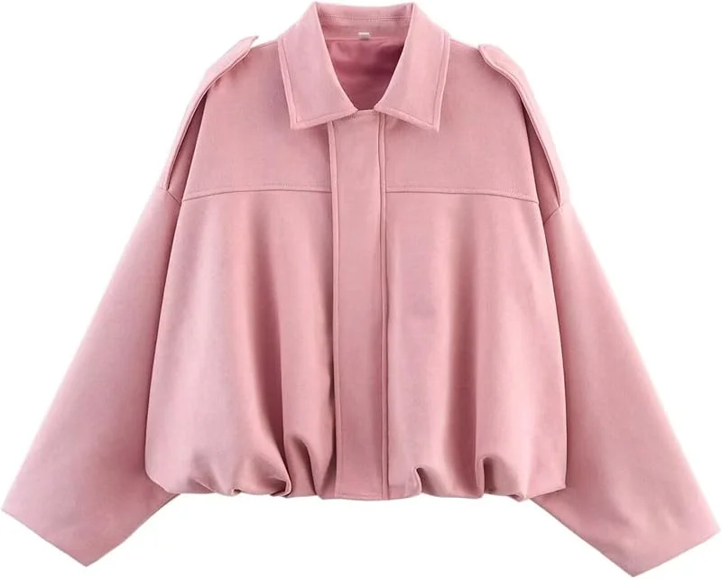 Ansenesna Übergangsjacke Damen Elegant Jacke Mantel Wildleder Herbstjacke Frauen Langarm Damen-Jacken Ohne Kapuze Damenjacken Fledermausärmel Damenmantel Herbstmantel — Heizkleidung