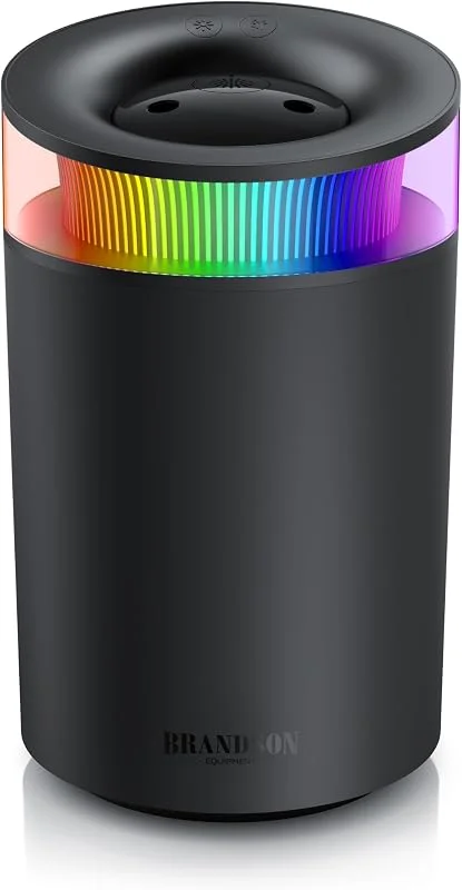 Luftbefeuchter 2, 5 Liter leise - 7 LED Farben Stimmungslicht – 2 schaltbare Dampfausgänge – integriertes Aromaöl Fläschchen – 20m² Wohnzimmer Schlafzimmer Kinderzimmer - Aromaölfläschchen - schwarz