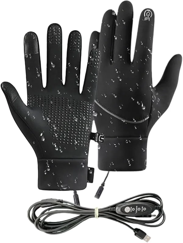 Beheizte Winterhandschuhe, USB-Touchscreen-Handschuhe mit 3 verstellbaren Temperaturen, beheizte USB-Handschuhe, wasserdicht – für Outdoor, Motorrad, Ski, Snowboard, Skaten, Wandern, Arbeit — Heizkleidung