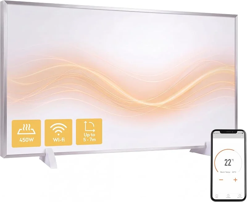 Silvergear® Infrarotheizung Standgerät Smart 450 W, 90×50cm, Weiß — Heizung Warmepumpe