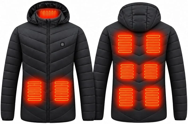 HOOUDO Winterjacke Herren mit Reißverschluss Beheizbarer Hoodie Herren — Heizkleidung