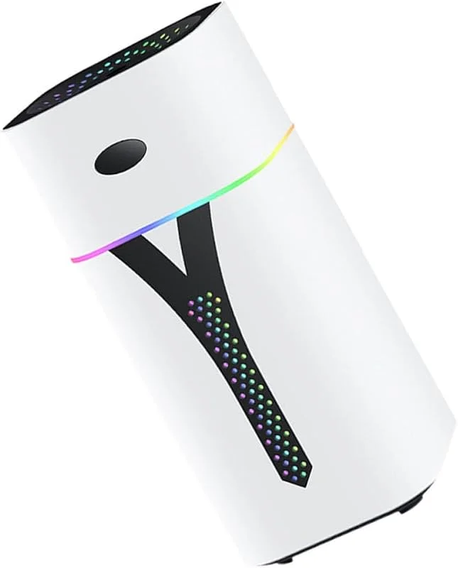 BESPORTBLE USB Luftbefeuchter mit farbiger Beleuchtung, 420ML, Mini Wasserversorgungsinstrument für Büro und Zuhause, weiß, ABS und PP