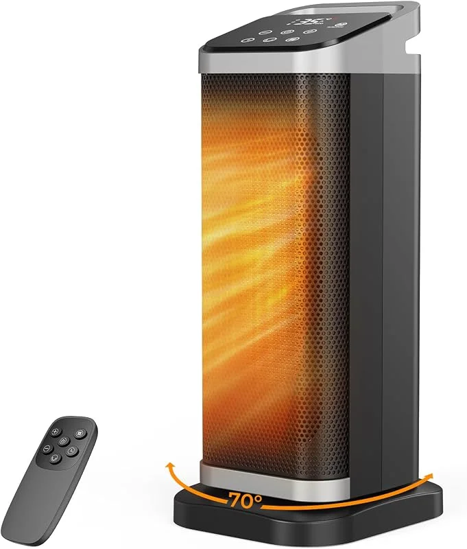 2000W Heizlüfter Energiesparend - Leiser PTC Keramik Elektrische Heizung mit 3 Modi, Fernbedienung & 12h Timer, mit ECO Modus, 70° Oszillation, Mobiler Heizstrahler Bad für Schlafzimmer, Büro und Zuhause — Heizung Warmepumpe