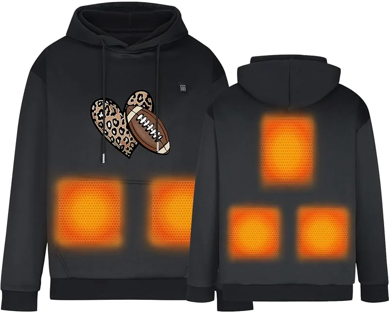 KQIVAM Beheizbarer Hoodie Elektrische Beheizte Kapuzenpulli mit 5 Heizzonen Outdoor Heizjacke Wärmende Sweatshirt, Beheizbare Langärmeliges Thermo Oberhemd für Joggen, Skifahren, Radfahren — Heizkleidung