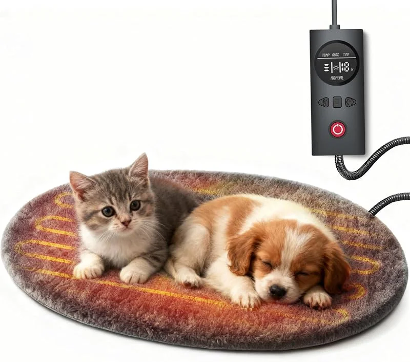 uncn Haustier Heizkissen 45x39 cm - Druckaktiviertes Heizmatte für Katze & Hund mit Waschbarer Hülle und Kauenfestem Kabel — Heizung Warmepumpe