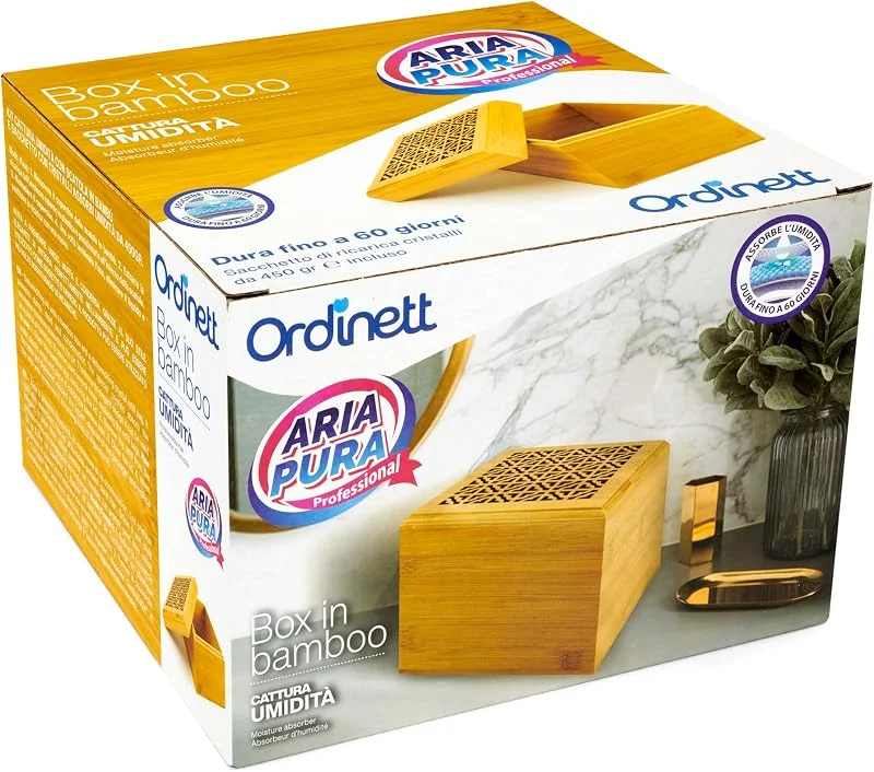 ORDINETT, Luftentfeuchter Bambus Kristalle nachfüllbar 450g neutral — Luftbefeuchter