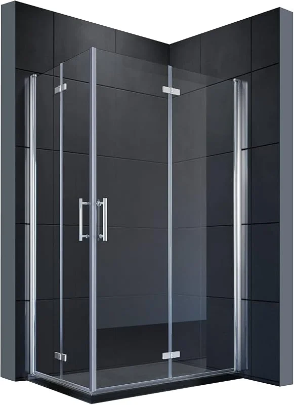 SONNI Duschkabine Eckeinstieg 90x100cm, 6mm Nano-ESG, 2-fach faltbar, Silber — Heizung Warmepumpe
