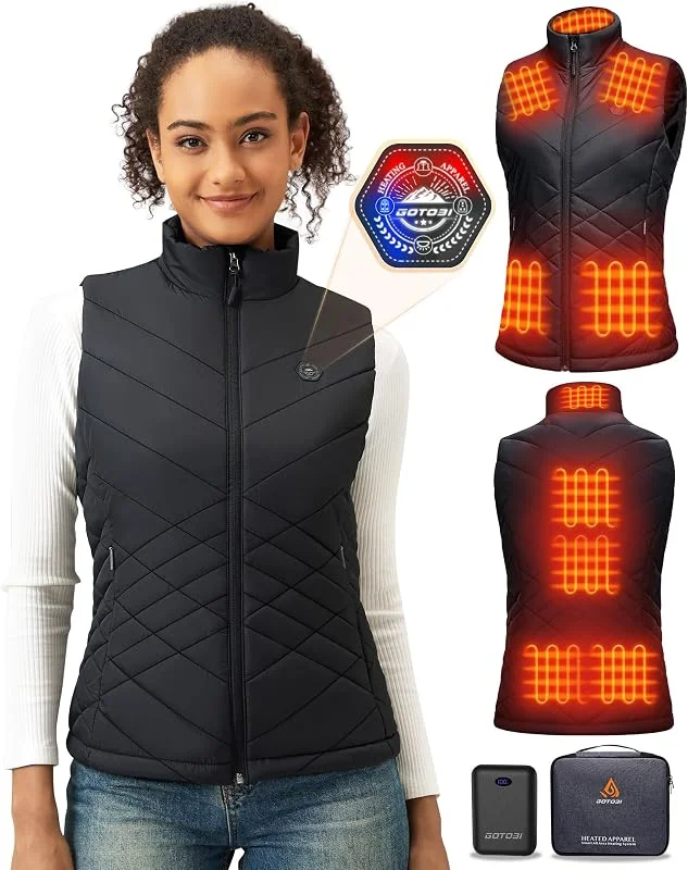 Heizweste Damen mit Akku, 9 Heizzonen Beheizbare Weste mit 3 Einstellbar Temperatur, Wärmeweste Jacke Mit 4-in-1 intelligenter Schalter, Beheizte Weste für Outdoor-Arbeit, S — Heizkleidung