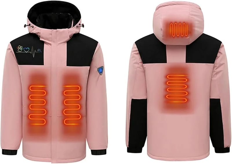 KQIVAM Beheizbare Jacke Herren Beheizbare Daunenjacke 3 Temperaturstufen 4 Graphen Heizkissen Beheizbare Weste Wasserdicht Winddicht Daunenjacke Kapuzenjacke für Outdoor-Aktivitäten — Heizkleidung