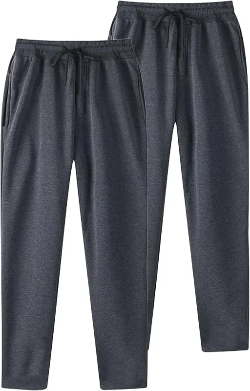 2er Pack Jogginghose Herren Einfarbiger Baggy Hose mit Kordelzug und Taschen Männer Sporthose Wanderhose Trainingshose Outdoor Hosen für Lässiges Fitnessstudio und Joggen — Heizkleidung