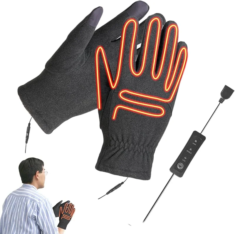 Wiederaufladbare Beheizte Handschuhe für Herren, Elektrische Beheizte Handschuhe, USB Elektrische Handwärmer Handschuhe, Warme Handschuhe 3 Temperatureinstellungen, Touchscreen Handschuhe — Heizkleidung