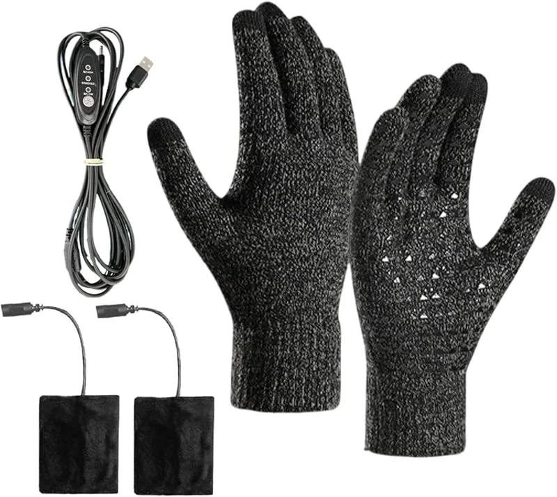 Beheizte Handschuhe, Elektrische Handwärmer, Touchscreen Winter Fäustlinge, Thermoisolierte Heizausrüstung, Weiche Wiederaufladbare Fingerwärmer für Wandern, Radfahren, Motorrad, Snowboarden, Pendeln — Heizkleidung