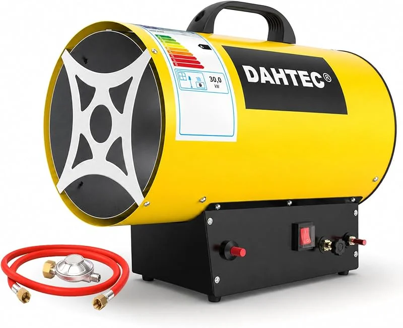 DAHTEC Gasheizgebläse 18-30 kw Leistungsregulierung Heizkanone Heizlüfter Gas Tragbar Bauheizer Luftmenge 1000 m³, h für Baustellen, Garage — Heizung Warmepumpe