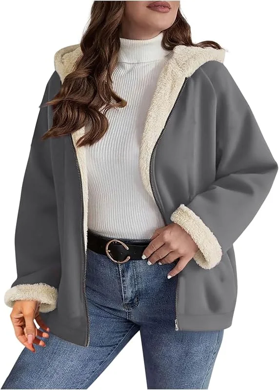 Ansenesna Winterjacke Damen Warm Gefüttert Wintermantel Elegant Mit Kapuze Teddyfleece Jacke Winter Gefütterte Mantel Teddyfutter Sweatjacke Frauen Thermo Kapuzenjacke Dicke Damen-Jacken — Heizkleidung