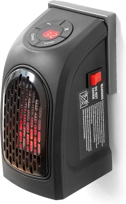 Heizlüfter mit Steckdose – Heizlüfter für Badezimmer – Heizlüfter über Steckdose – Thermostat, Timer verstellbar, LED-Anzeige – Temperatur: 15 – 32 ℃ – 400 W — Heizung Warmepumpe