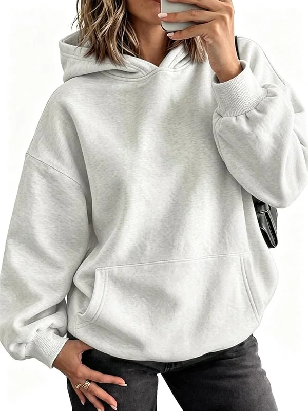 CLOAKA Hoodie Damen Oversize Casual Langarm Pullover für Damen mit Taschen — Heizkleidung