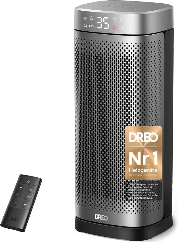 Dreo 16 Inch Electric Heater, Energy Efficient Space Heaters with Thermostat, 70° Oscillating Remote Control 3 Mode Tip-over & Overheat Protection, Silent Ceramic Fan Heater for Home — Heizung Warmepumpe