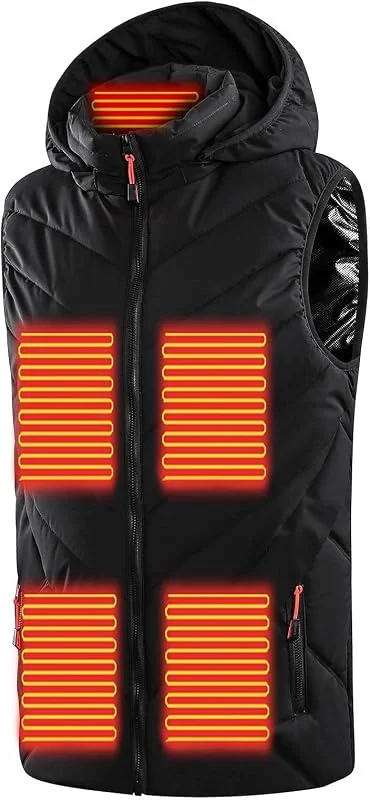 Battnot Beheizbare Weste Herren Beheizte Weste männer Beheizbare Jacke Heizweste Wärmeweste mit 3 Stufen Temperatur ärmellose USB elektrisch beheizte Jacke Weste für Outdoor Skifahren Motorrad — Heizkleidung