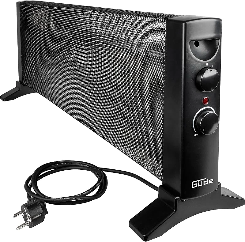 Güde Konvektionsheizgerät GKH 1200 Mica (1200 W Heizleistung, 2 Heizstufen (600, 1200W), stufenloser Thermostat, schnelle lautlose Wohlfühlwärme durch Mica-Heizelement & Konvektion, Überhitzungsschutz) — Heizung Warmepumpe