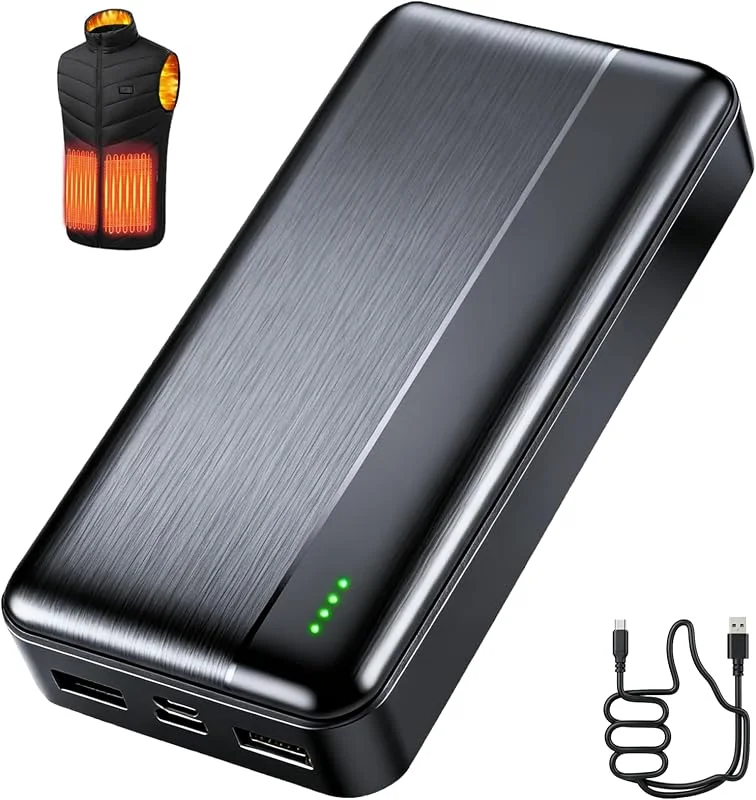 Ahigh 20000mAh Akku für Beheizte Weste, 5V 2A Externe Akku Powerbank für Heizweste, Jacke, Hose, Mantel und Unterwäsche, Ersatzakku für Beheizbare Kleidung — Heizkleidung