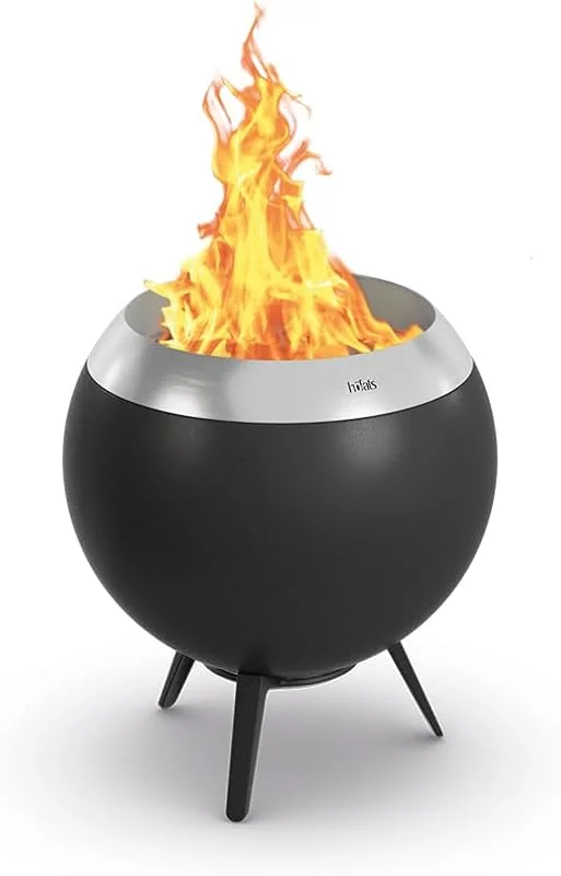 höfats - Moon 45 rauchfreie Feuerschale mit niedrigem Fuß aus Edelstahl - emaillierter raucharmer Feuerkorb mit Holzvergaser-Technologie, zweistufigen Verbrennungsprozess - Feuerstelle mit ⌀ 45 cm — Heizung Warmepumpe