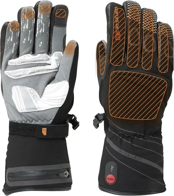 30seven Beheizte Fahrradhandschuhe, elektronische Heizhandschuhe, wasserfeste & Winddichte Outdoor-Bekleidung, für Damen, Herren & Kinder, schwarz in 6-2XS - 12-2XL — Heizkleidung