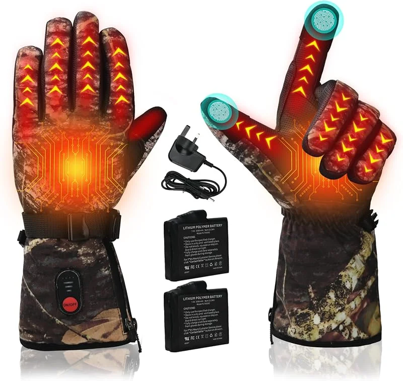Lychee Beheizbare Handschuhe Herren Damen, Wiederaufladbare Beheizte Skihandschuhe, Touchscreen, Sofortige Erwärmung, Handwärmer, Wasserdicht, mit 7.4V, 3000mAh Batterie*2 für Motorrad-Skifahren — Heizkleidung