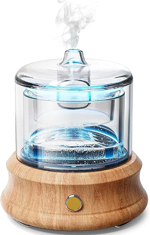 Alma Diffuser für ätherische Öle – Ultraschall Diffuser – 80 ml Glasbehälter · 3, 5 MHz – Aromatherapie – Echtholzbasis · LED · leise – Bis zu 6 Std. — Luftbefeuchter
