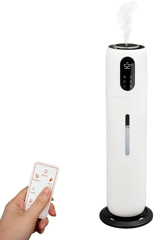 9L Luftbefeuchter mit Sterilisationsfunktion, 25H Dauerlauf & 360° Drehbarer Auslass, Ultraschall Luftbefeuchter bis 30 m² für Schlafzimmer, Leiser 32dB mit Fernbedienung & Timer, Weiß