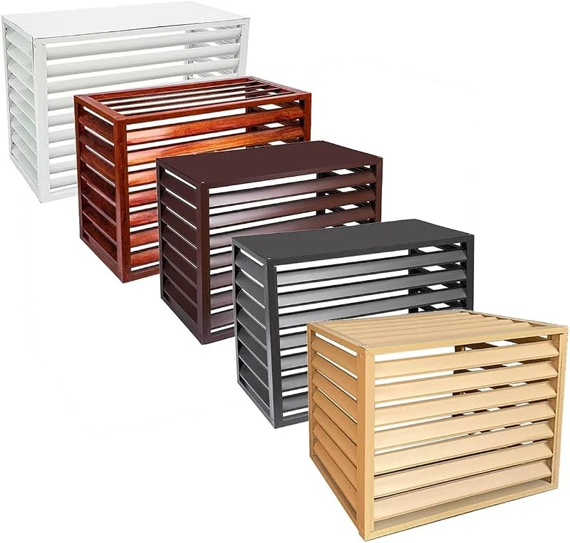 Outdoor-Blumenständer aus Aluminium für Klimaanlage, Wärmepumpen-Schutzzaun, stilvolles Gartenschild, witterungsbeständig (Schwarz, 110 x 60 x 80 cm) — Heizung Warmepumpe