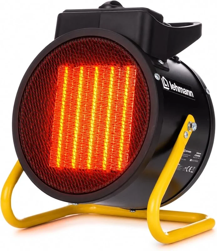 LEHMANN Heizlüfter 3000 Watt Keramik, 3 Heizstufen 30, 2000, 3000 W, Heizgebläse mit Kaltluftfunktion & Thermostat, Überhitzungsschutz, Heizgerät für Baustelle, Haus, Werkstatt, Garage — Heizung Warmepumpe