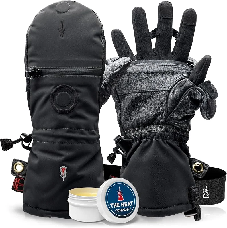 THE HEAT COMPANY - Heat 3 SMART – Die Handschuh Innovation – Handschuhe & Fäustlinge in Einem: Fäustling einfach umklappen - Handschuh Herren Winter & Damen, Skihandschuh, Wintersport, schwarz — Heizkleidung