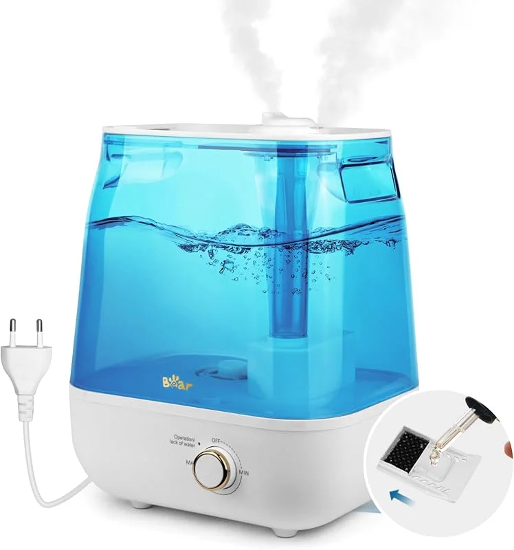 Bear 6L Top-Füllung Zwei Auslassdüsen Luftbefeuchter, Ergonomischer Tragegriff，Mit Aromatherapie-Tablett，360° Dehbarer Dampfdüse, Automatischer Abschaltung，28db Ultraleise Für Babys Und Pflanzen
