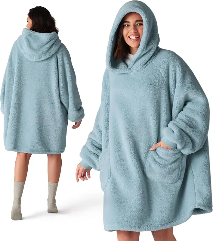 BEDSURE Hoodie Decke mit Ärmeln Geschenke Grün - 95x85cm — Heizung Warmepumpe