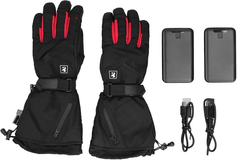 SIXRUN Elektrische Heizhandschuhe, Polyester-Nylon-Heizhandschuhe mit Wiederaufladbarem 6000-mAh-Akku, 3 Heizstufen, Touchscreen-Fingerspitzen Zum Skifahren, Angeln, Wandern, Fahren — Heizkleidung