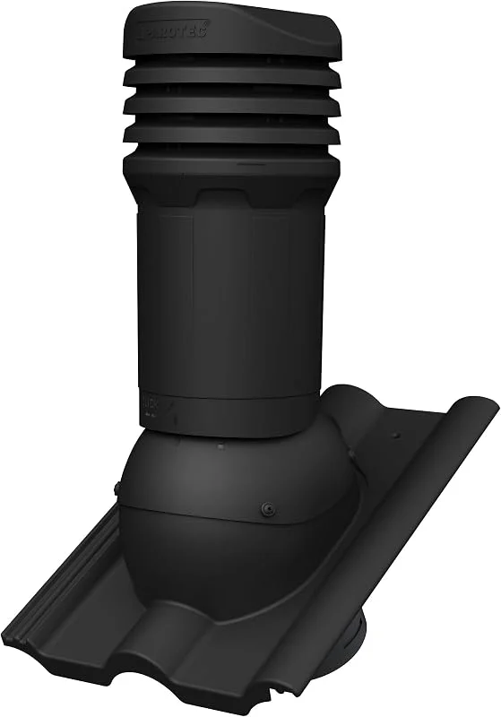 Parotec Isolierter Entlüftungskamin DN 125 mm für BRAAS - FRANKFURTER, BENDERS - MECKLENBURGER Dachziegel – gedämmter passiver Dachlüfter, verhindert Kondenswasser (RAL 9005 - S — Heizung Warmepumpe