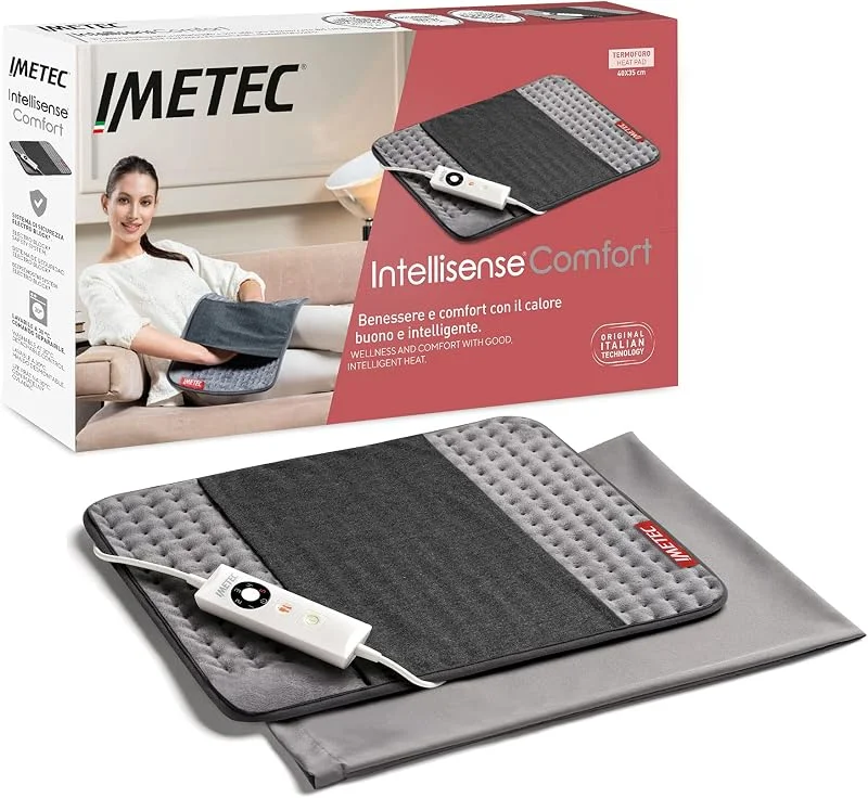 Imetec Intellisense Comfort, Mehrzweck-Heizkissen, ideal für Rücken und Bauch, Tasche für die Hände, schnelles Erhitzen, hypoallergener Stoff, 5 Temperaturen, Elektro-Block-Sicherheitssystem, waschbar — Heizung Warmepumpe