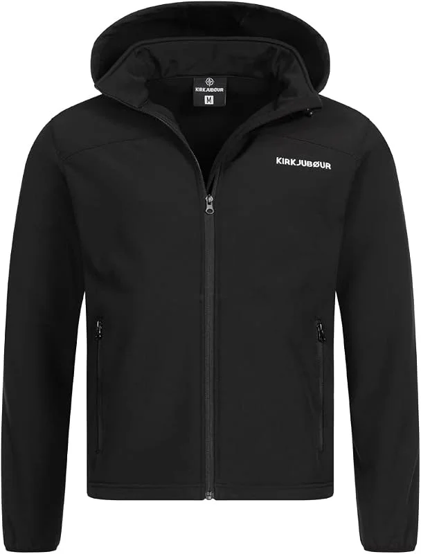 Kirkjubøur® Herren SOFTSHELLjacke 10.000 mm Wassersäule mit Kapuze und Fleecefutter, atmungsaktiv und wasserabweisend — Heizkleidung