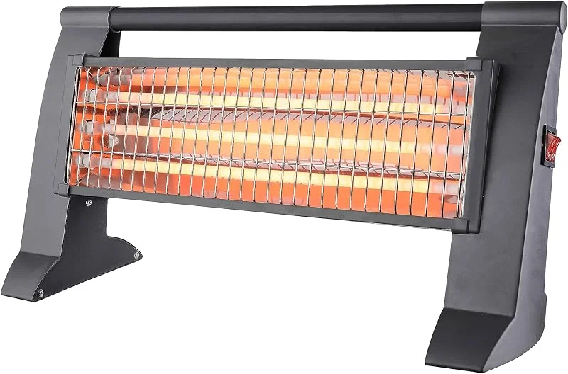 Bastilipo, EQG-1200, Quarz-Heizstrahler mit 3 Leistungsstufen, 400, 800, 1200 W, Kippschutz, Sicherheitsgitter, Grau — Heizung Warmepumpe