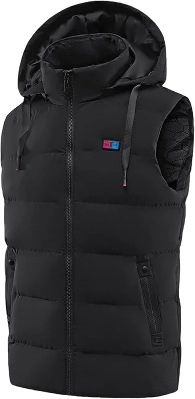 Beheizbare Weste Damen Herren Heizweste mit Kapuze Elektrische USB Wärmeweste Winter Beheizte Weste Ärmellose Winterjacke Beheizbare Jacke für Outdoor Motorrad Camping — Heizkleidung