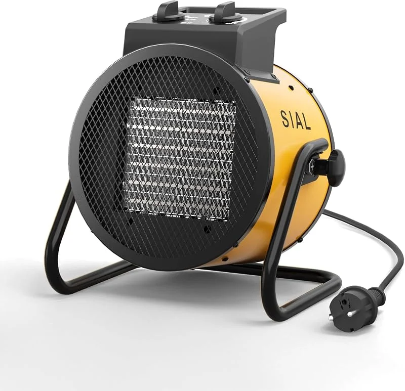 SIAL 2000 W Heizlüfter - Elektroheizer - Keramik Heizstrahler - Bauheizer Bautrockner - Heizgerät mit Überhitzungsschutz - Für Baustellen, Häuser, Werkstätten, Garagen - P2 - Gelb — Heizung Warmepumpe