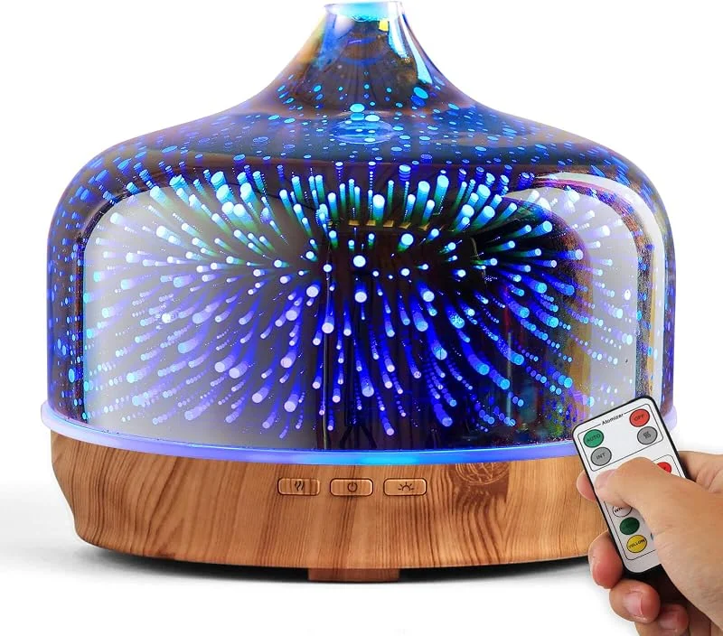 Porseme Aroma Diffuser 500ml, Handgeblasen Luftbefeuchter mit Fernbedienung