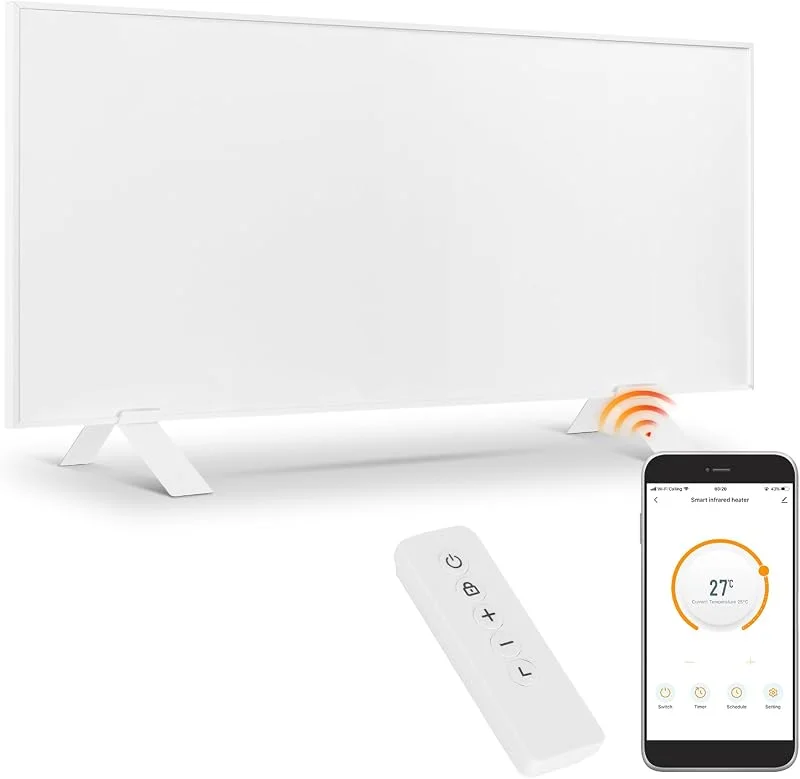 Infrarotheizung WiFi-Steuerung 700 W - Bodenstehend, an der Wand montiert, Infrarot-Heizung energiesparend, mit Fernbedienungsthermostat — Heizung Warmepumpe