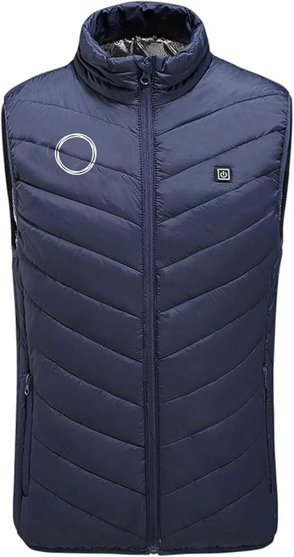KQIVAM Beheizbare Weste fur Herren Damen mit Drucken, 9 Zonen Beheizbare Warme Dicke Winterjacke, Beheizte Weich Bequem Jacke Mit Taschen, Winddichte Heizbare Beheizte Jacke Heizjacke Weich Bequem — Heizkleidung