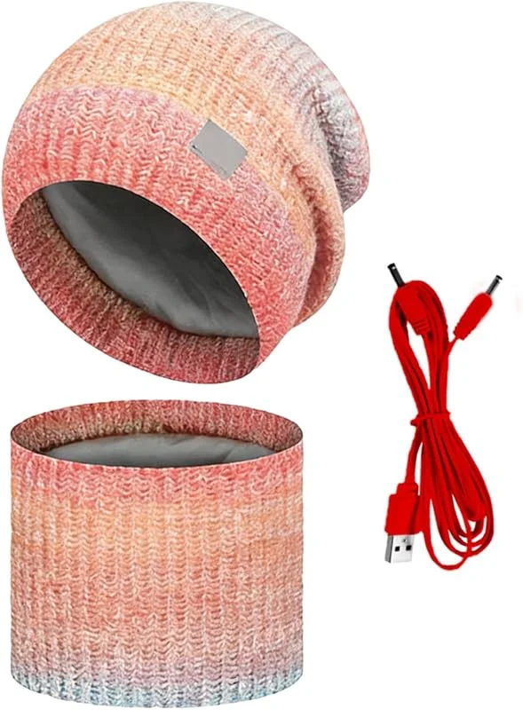 Beheizte Mütze - USB Beanie, 2-in-1 Mütze und Schal Set für den Winter mit einstellbaren Wärmestufen, weiches Stretchgewebe mit bequemer Passform, Outdoor-Ausrüstung für Männer Frauen Skifahren — Heizkleidung