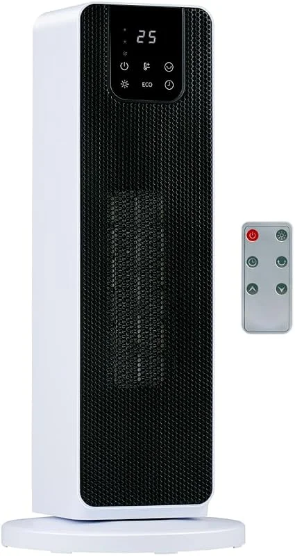 alpina Elektrischer Heizlüfter 2000W mit Digitalanzeige – Keramik Heizstrahler mit Griff, Kippschutz und Oszillation – Kompakte Elektroheizung für Räume bis 20 m² – 21x21x46 cm — Heizung Warmepumpe