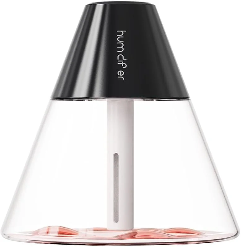 Mini-Luftbefeuchter, 260 ml, Aromatherapie-Diffusor, vulkanisches Design, Dual-Sprühmodi, leiser Betrieb, für Schlafzimmer, Schreibtisch, Büro (schwarz)