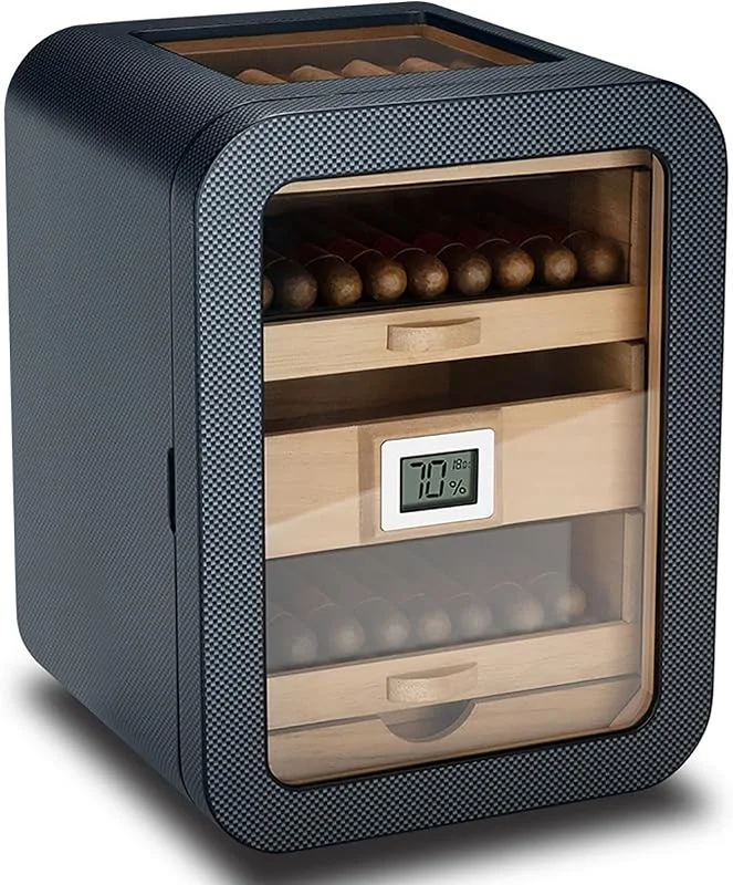 Zigarren Humidor Schrank, Elektronischer Luftbefeuchter mit Hygrometer, 110 Zigarren Kapazität, 360° Luftzirkulation für Zuhause und Bar